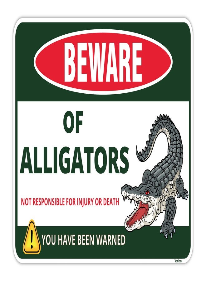 Venicor Beware Alligator Sign - 8 x 12 Inches - Aluminum - Alligator Warning Room Decor Gator Decoration Stickers Poster Stuff - Image 1